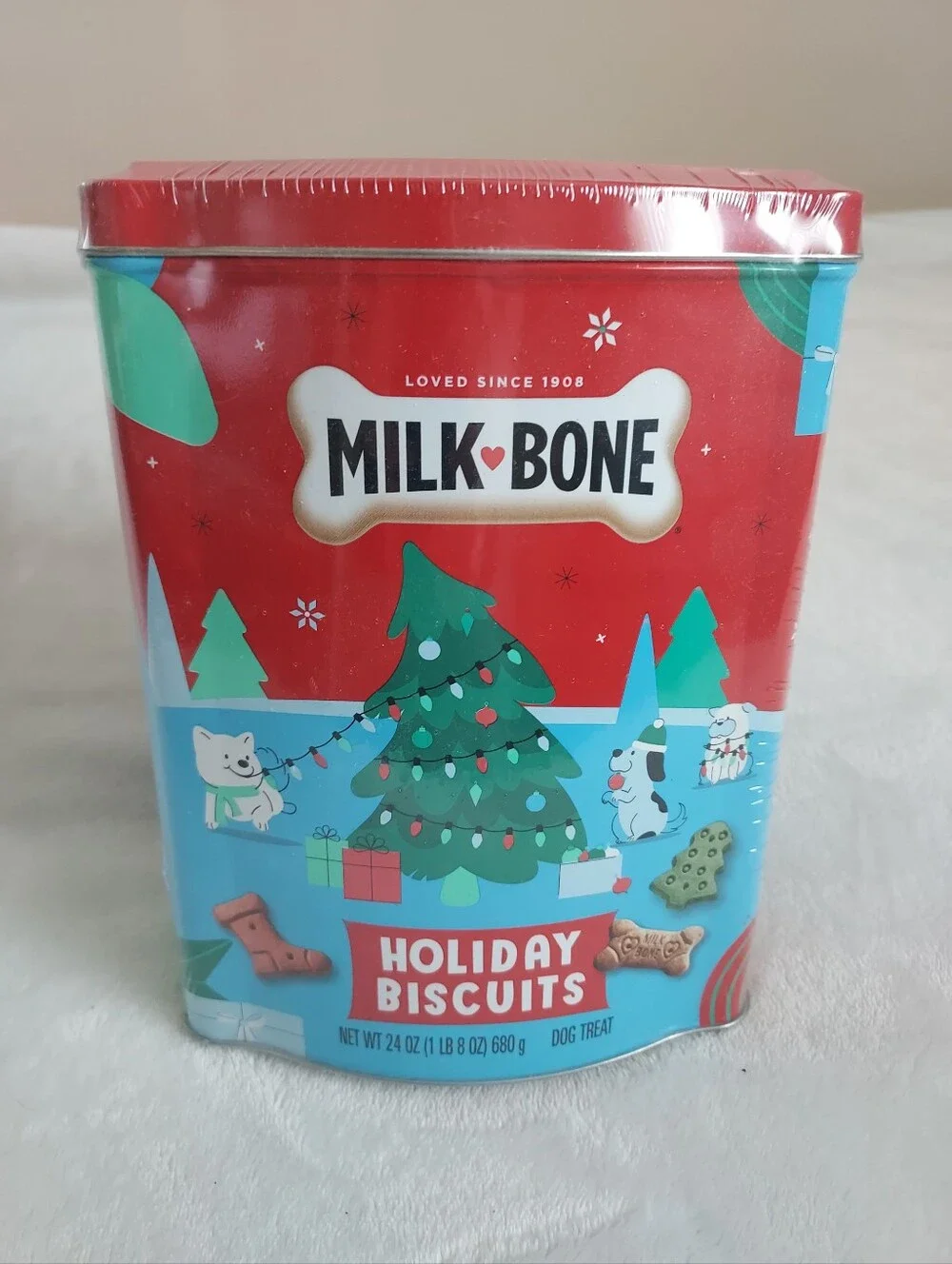 Milk Bones Ltd Edition Festive Holiday Tin Of Small Dog Treats Biscuits 24oz